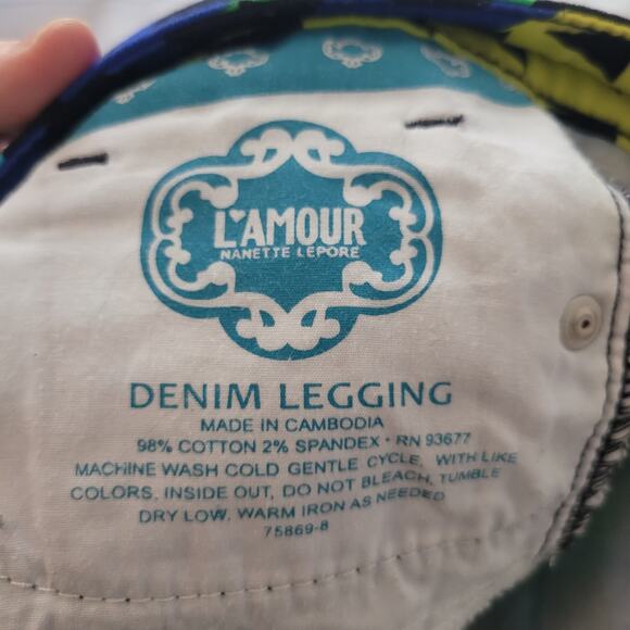 L'Amour Nanette Lepore Size 7	Junior's Multicolor Bright Legging Pants Geometric - Picture 7 of 7